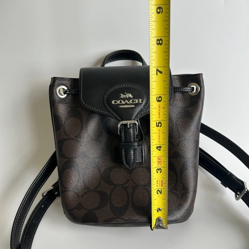 Coach Amelia Brown Black Signature Canvas Leather Convertible Backpack CL458 EX